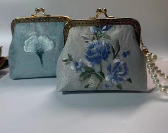 Portamonete floreale ricamato / Borsa da sera vintage in stile cheongsam / Mini pochette