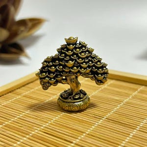 Árbol del dinero de latón con Yuanbao – Minifigura de amuleto de la suerte y la riqueza del Feng Shui
