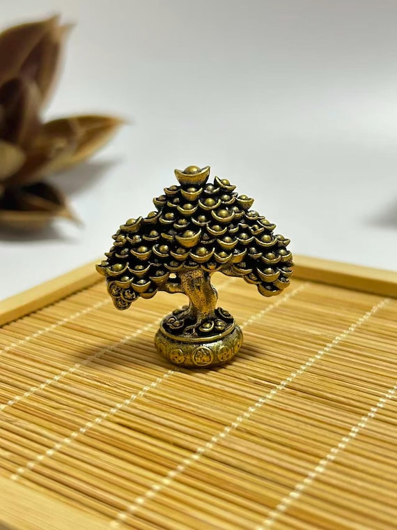 Brass Money Tree With Yuanbao  Feng Shui Wealth Lucky Charm Mini Figurine  - Etsy