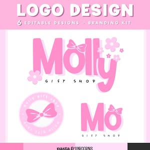 Pink Pastel Logo Template, Editable Canva Design for Feminine & Beauty Brands (Digital Download)