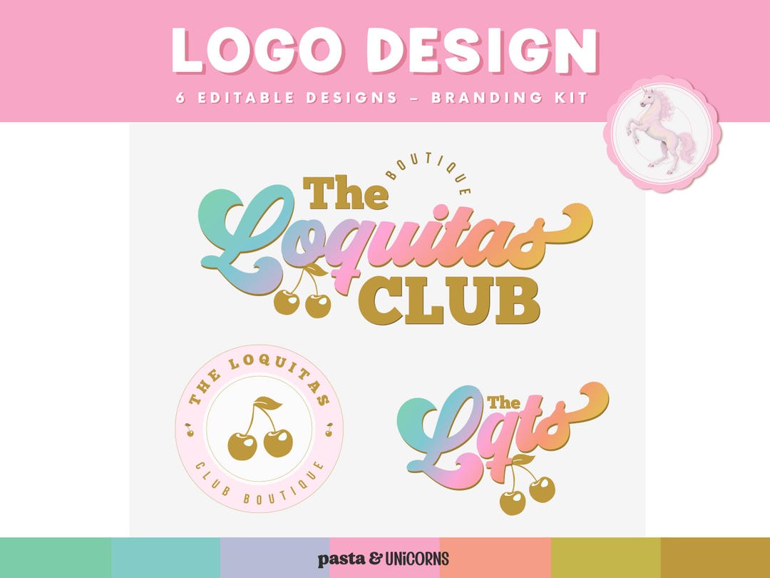 Colorful Logo Kit - Retro Canva Logo Editable - Branding Pack (digital ...