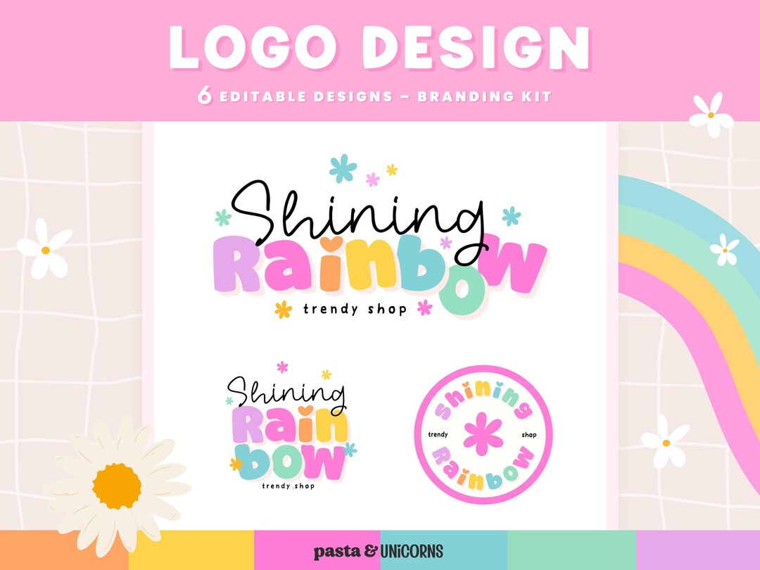Colorful Logo Design – Rainbow Canva Editable – Modern Branding Kit ...