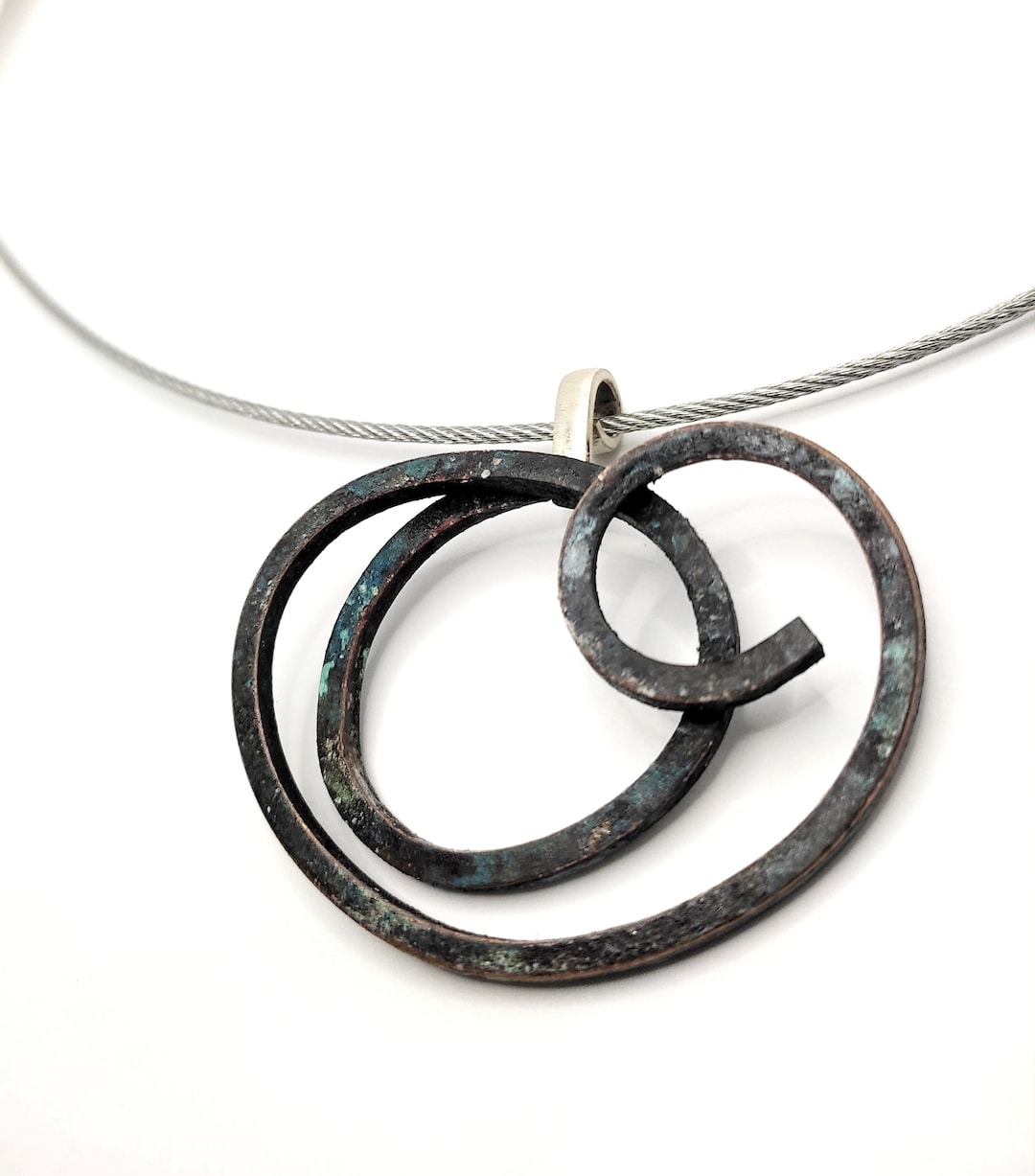 Oxidized Brass Scribble Jewel Oxidized Pendant Handmade Big Etsy