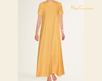neon yellow long sleeve maxi dress Amber Glow Yellow Long Sleeve Maxi Dress - US 10