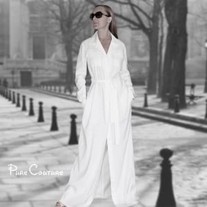 Long sleeve white cotton wrap maxi dress women / Summer high slit white v neck formal dress long sleeve