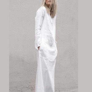 WHITE MAXI DRESS, Long white dress classic, Elegant white dress, Snow white dress plus size, Boho maxi dress White long sleeve dress women