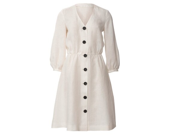 white linen flowy dress