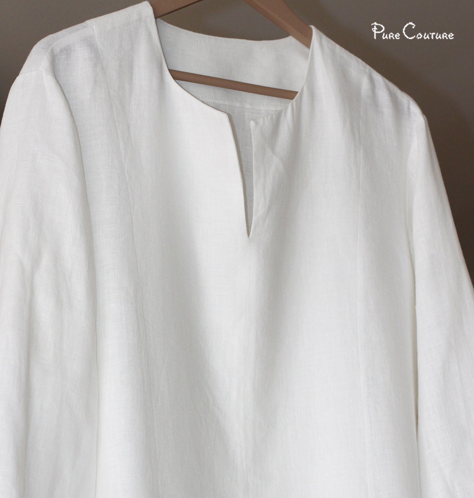 Mens White Linen Shirt / Men Long Sleeve Linen T Shirt / Etsy
