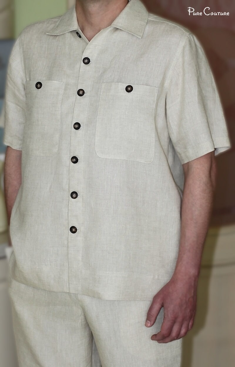 LINEN PANTS & SHIRT Linen loungewear men Ecru linen suit Etsy