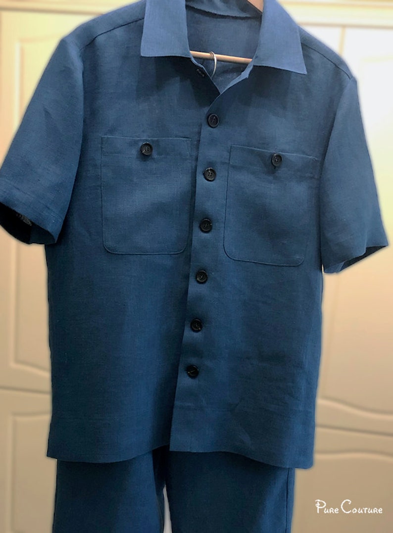 Mens Green Linen Button Down Shirt and Pants / Custom Green Etsy