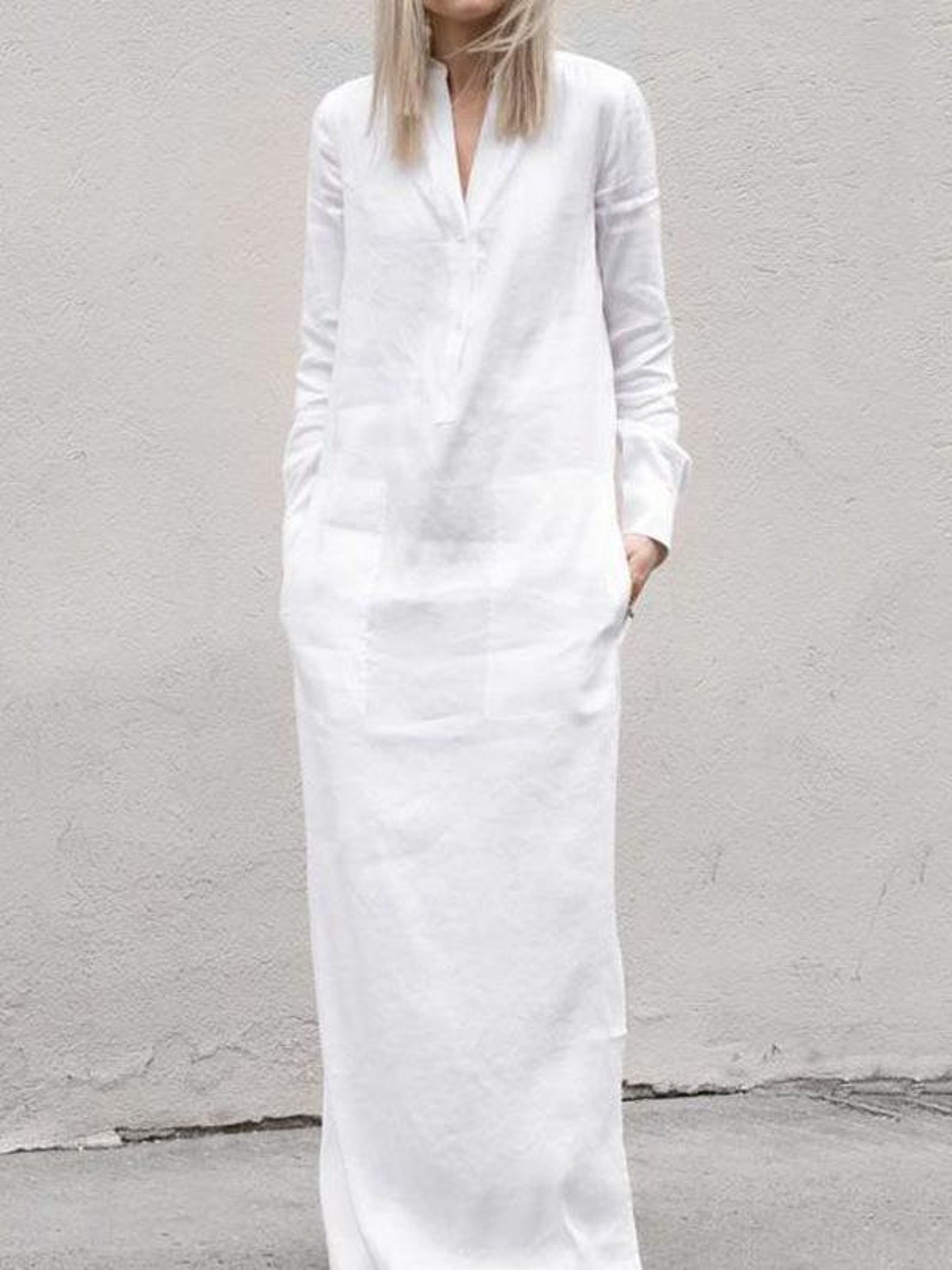 WHITE MAXI DRESS Long white dress classic Elegant white | Etsy