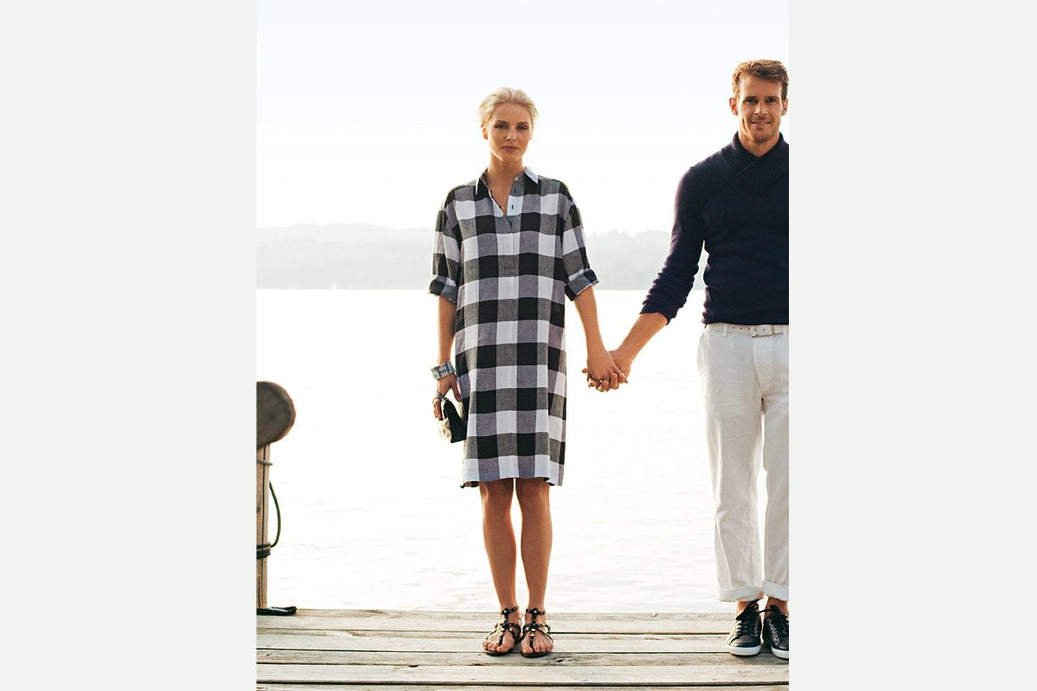 black and white plaid shirt dress Black & White Plaid Flannel Shirt main image 0