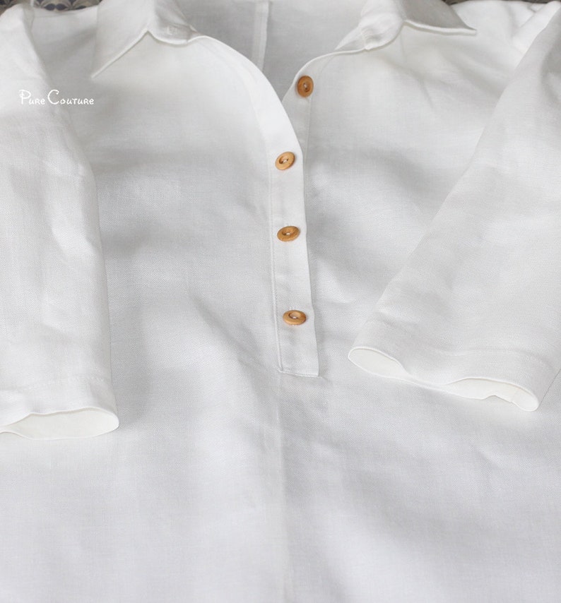 White linen long A line dress with buttons / Tailored womens flax linen dress plus size maxi / Organic linen maxi dress casual image 2