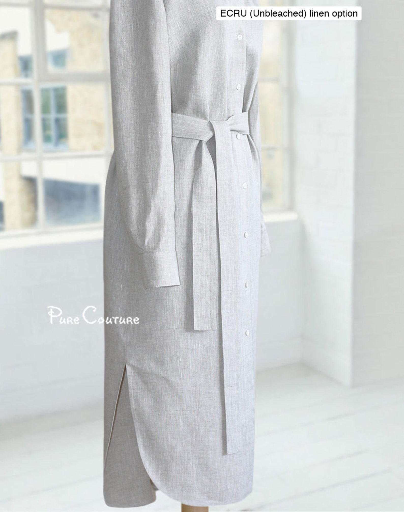 linen white button down Shirt-Dress m ... main image 0