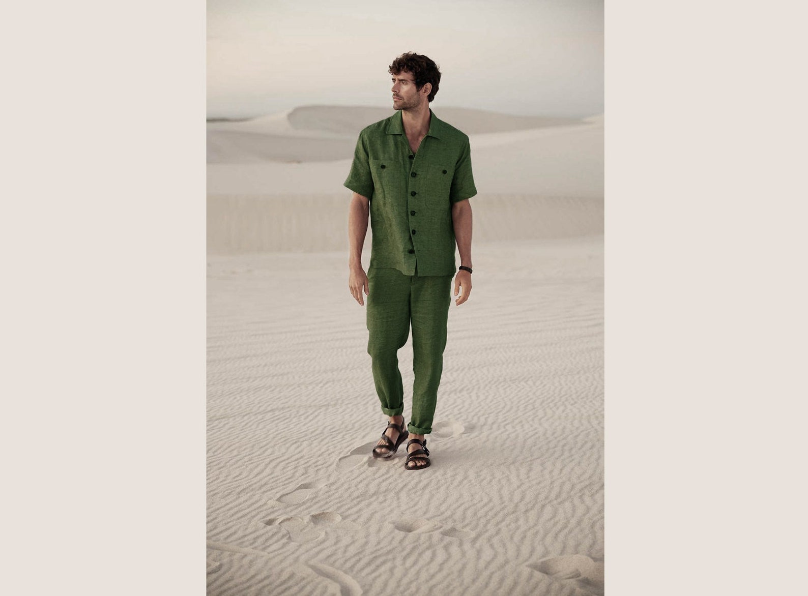 Mens Green Linen Button Down Shirt and Pants / Custom Green Etsy
