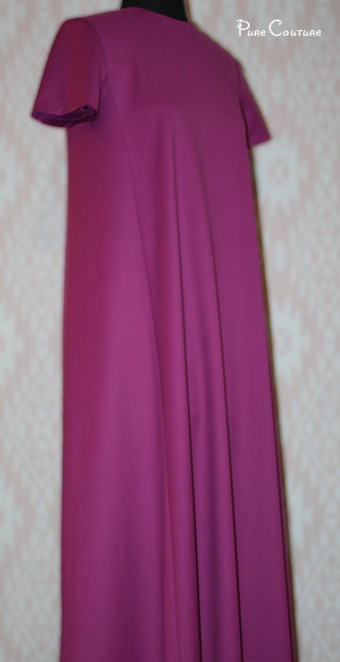 MAGENTA MAXI DRESS Long Dress With Sleeves Fuchsia Wool - Etsy
