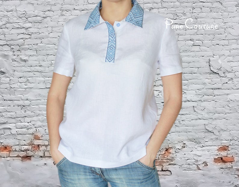 Polo shirt women Short sleeve button up shirts Embroidered polo shirts Linen shirts womens Custom tee shirts Customize tshirts White polo