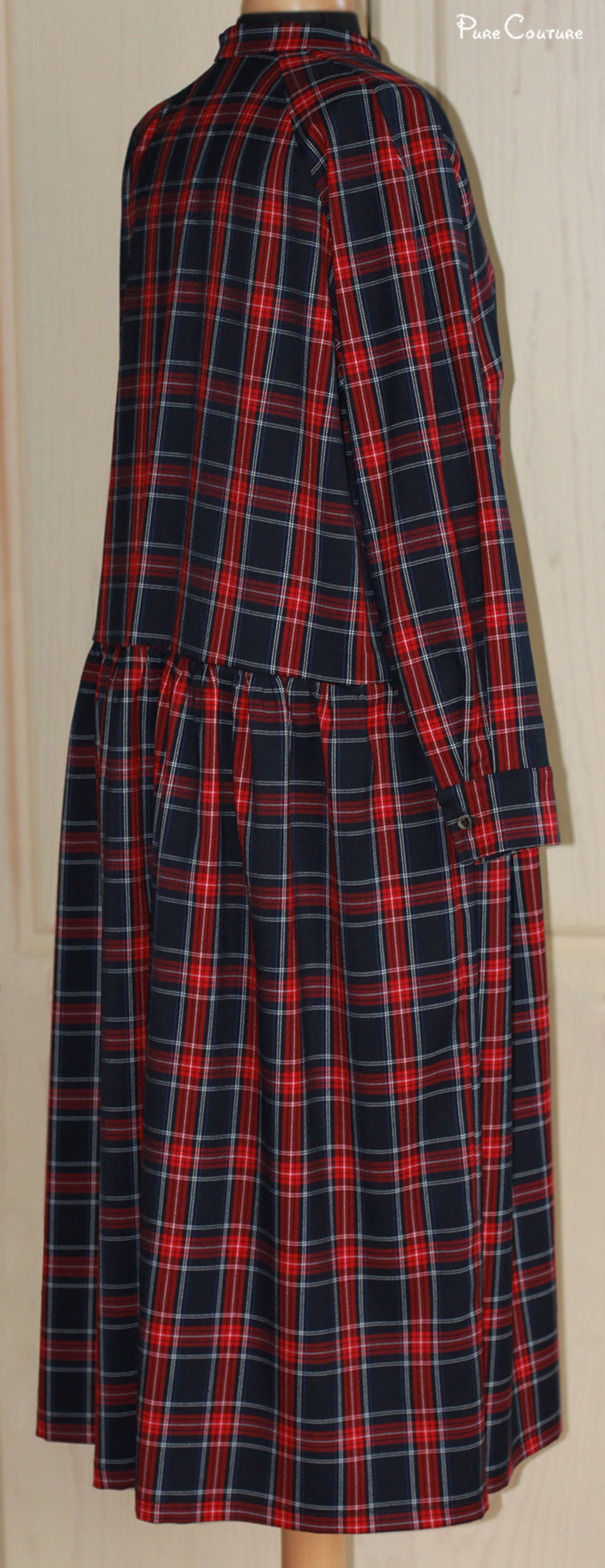 Plaid Button Up Long Sleeve Shirt Dress
