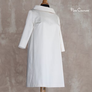 ROBE DE MARIÉE COURTE style rétro / Robe de mariée simple / Robe de mariée maternité en satin minimaliste aline / Grande robe de soirée des années 60