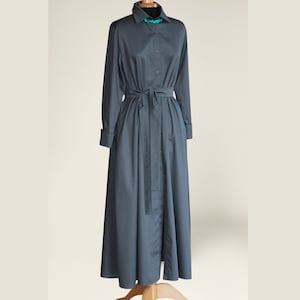 Button down organic cotton maxi dress long sleeve / Wrap maxi dress with sleeves / Shirtdress / Satin dress button up tshirt women