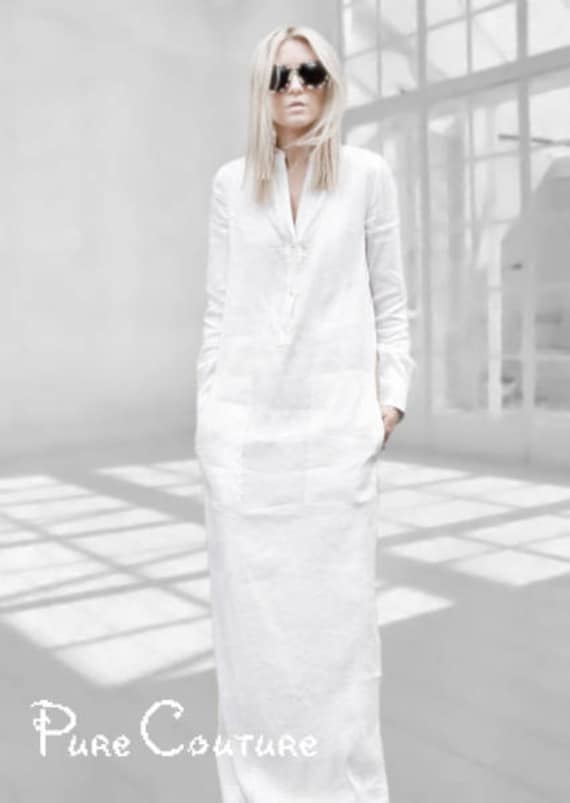 white maxi dress linen