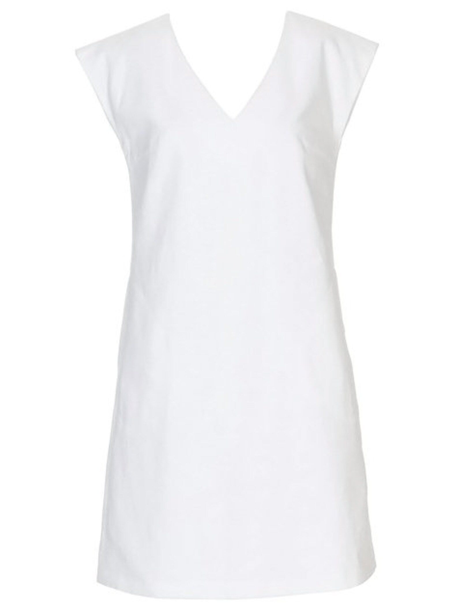 White V Neck Handmade Cotton Shift Dress Women Sleeveless / A Line