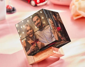 Cubo magico fotografico in legno personalizzato: regalo ricordo personalizzato per anniversario, Natale, compleanno