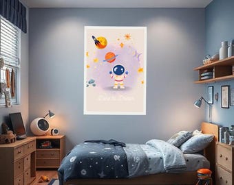 Astro-Kid Planet Balloon Print: Space Nursery Wall Art (A2 Digital Download)