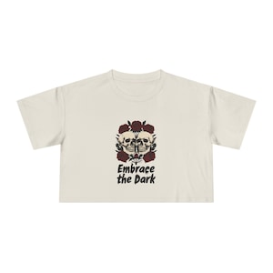 Embrace the Dark - Gothic Skull Flower Crop Tee