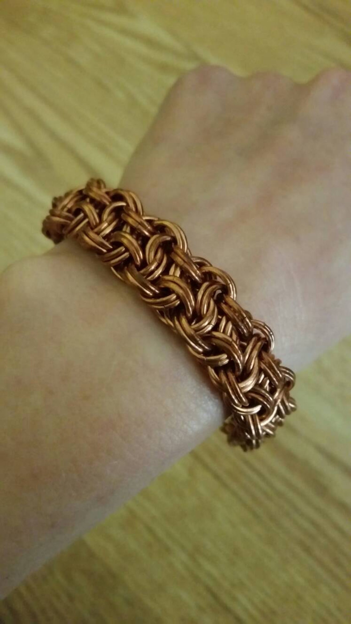 Copper Chainmail Bracelet Chunky Basketweave Statement Etsy