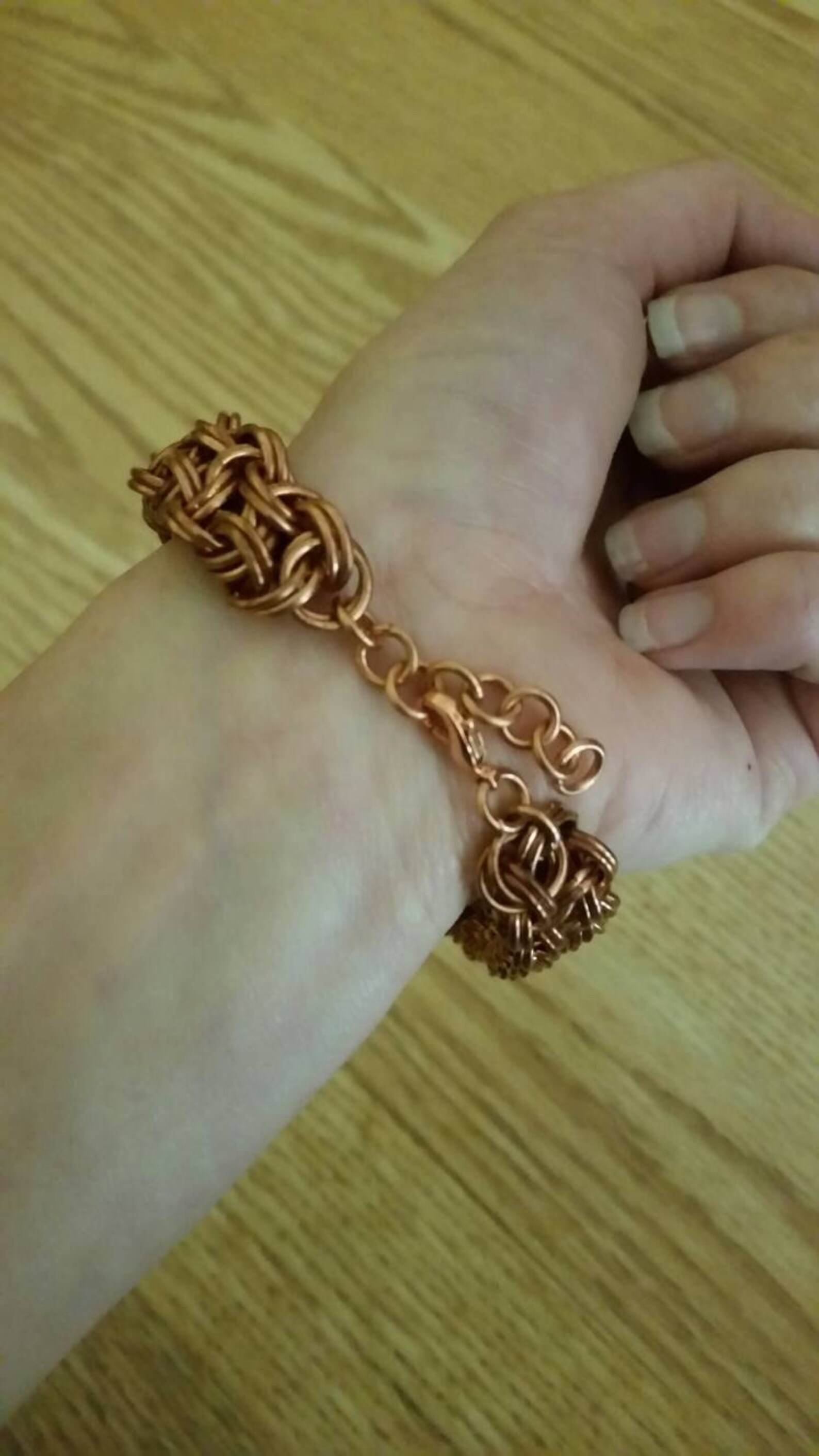 Copper Chainmail Bracelet Chunky Basketweave Statement Etsy