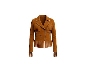 Brown Suede Fringe Moto Jacket: Women's Boho Western Cowgirl Coat