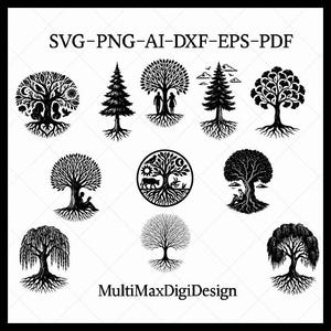 Tree of Life Bundle Design SVG PNG, Life Tree Clipart SVG, Nature vector art Dxf, Tree Svg,Spiritual Nature Vector Digital Download Svg Png