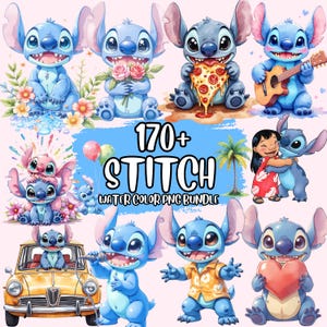 Watercolor Stitch Clipart, Lilo & Stitch Clipart, Cute Lilo PNG, Stitch PNG, Angel PNG, Hand drawn Stitch Lilo, Watercolor Cliparts