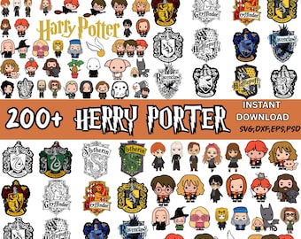 200+ Magical Wizard Clipart Bundle – PNG + Some svg, dxf, eps, psd, – Cute Spell School & House Crests Digital Set