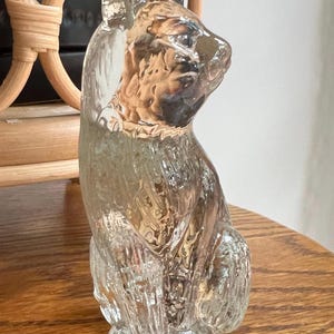 Vintage klare Bubble Glass Katzenfigur: Cottagecore Briefbeschwerer