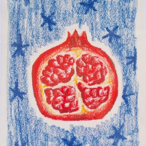 Pomegranate Artwork Print Fruit Drawing Wall Decoration