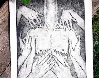 Trans Pride Trans Masc Artwork Etching Print Original