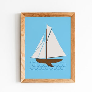 Sailboat Art Print for Nautical Themed Nursery image 1