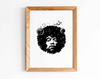 Jimi Hendrix Poster, Instant Download Hendrix Print, Music Poster, Music Wall Art,  Jimi Hendrix Art Print, Music Art Gift, Musician Gift