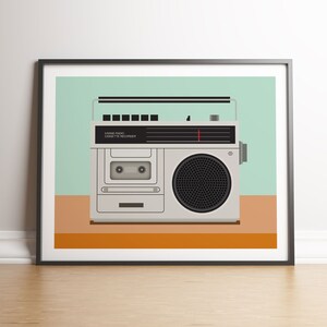 Eighties Retro Boombox Cassette Art Print Instant Download