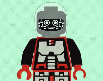 Cyborg Minifig Sci-Fi Inspired Art Print Instant Download Print Kids Room Instant Print