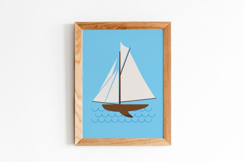 Sailboat Art Print for Nautical Themed Nursery image 1