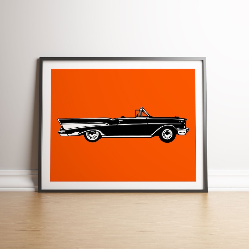 1957 Chevy Bel Air Art Print Instant Download Digital Printable Classic Hot Rod Car Kustom Kulture image 1