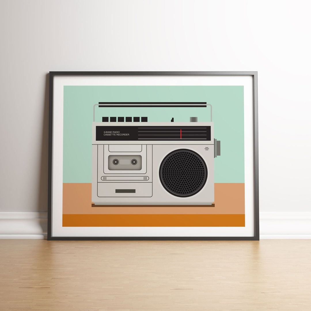 Eighties Retro Boombox Cassette Art Print Instant Download - Etsy