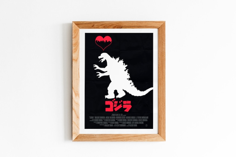 Vintage Japanese 1954 Godzilla Cinema Movie Poster Canvas Print A0 A1 A2 A3 A4