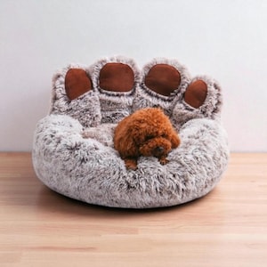 Cute Bear Paw Pet Bed Sofa | Soft Fluffy Cushion for Dogs & Cats | Cozy Comfortable Sleeping Bed for Small Medium Large Pets