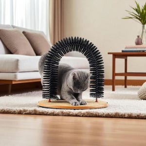 Cat Toy Arch Self Groomer | Feline Massage Grooming Brush with Scratching Pad | Interactive Cat Toys for Pampered Pets