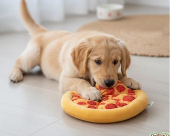 Juguete para mascotas con forma de pizza: peluche resistente a mordeduras, juguete interactivo para cachorros, juguete para limpiar los dientes, accesorios para mascotas
