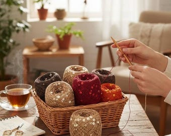 Hilo de algodón con lentejuelas reales, hilo brillante de lujo, para tejer a crochet